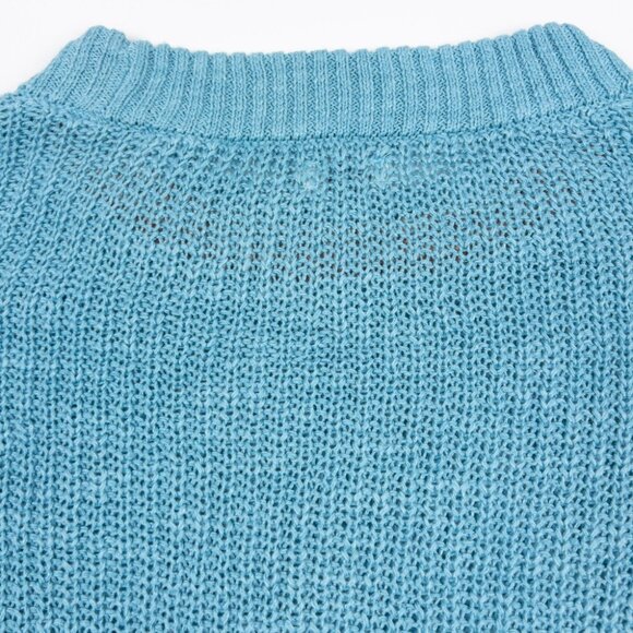 Faherty Miramar Linen Sweater Women's Small Aqua Blue Crew Neck Long Sleeve - Picture 9 of 13